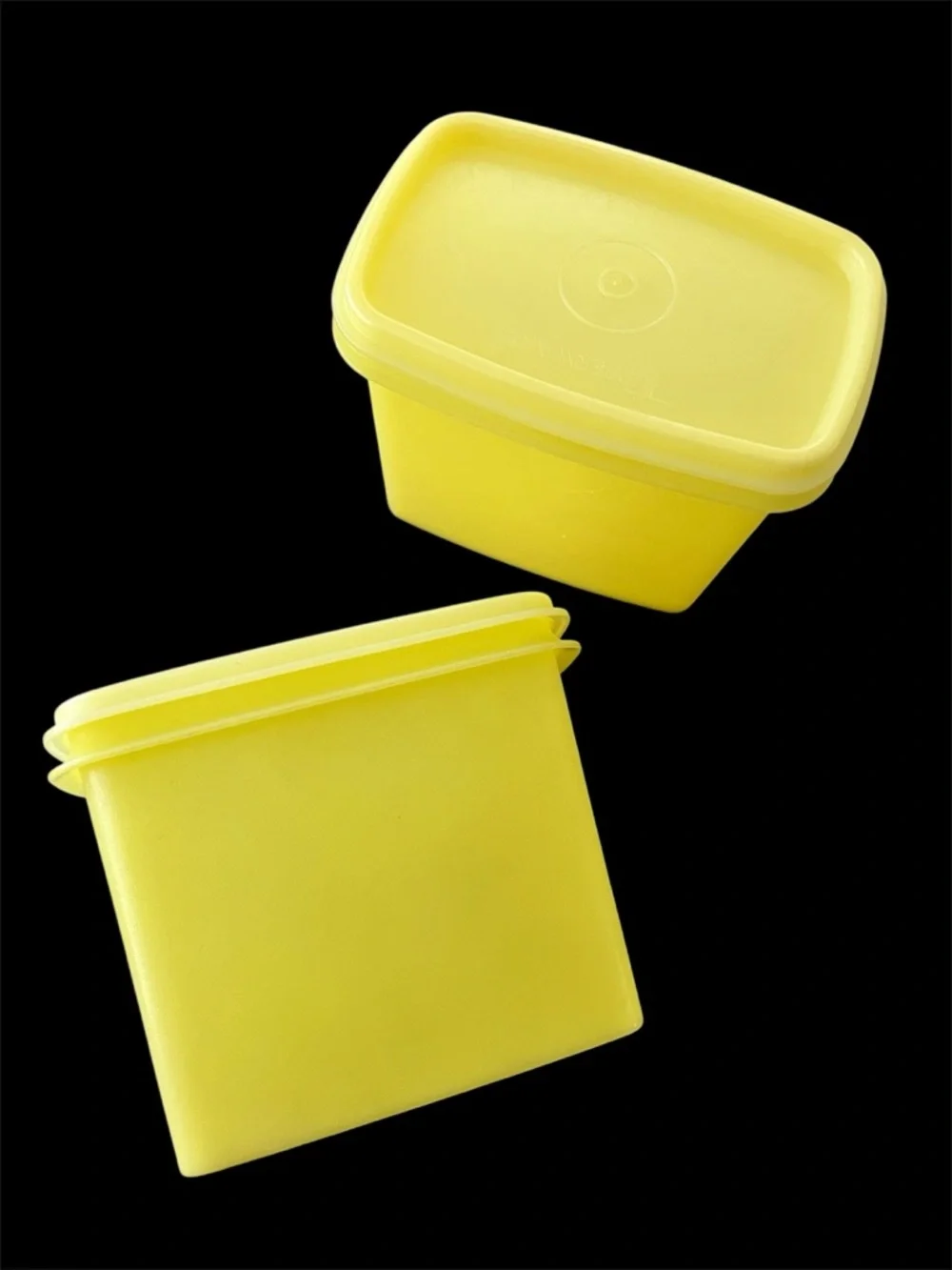 Vintage Tupperware Set of 2 Shelf Saver Containers #1243 Yellow with Lids